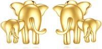 wholesale 14K Gold Elephant Stud Earrings 14K Gold Minimalist Design for Women Gift Ideas-H-Two Elephant