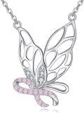 wholesale 925 Sterling Silver Pink CZ Butterfly Pendant Necklace Celtic Knot  for Her-0-0