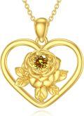 wholesale 14K Gold Plated 925 Sterling Silver Birthstone Love Rose Necklace for Women-0-0