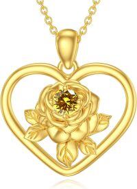 wholesale 14K Gold Plated 925 Sterling Silver Birthstone Love Rose Necklace for Women-K1-November