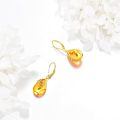 wholesale 925 Sterling Silver Gold Plated Honey Amber Crescent Drop Earrings For Women-0-3