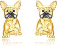wholesale 925 Sterling Silver Gold French Bulldog Stud Earrings for Women Dog Lover Gift-French Bulldog