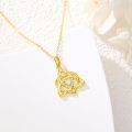 wholesale  14K Gold & Moissanite Trinity Knot Celtic Heart Necklace, 0.45cttw, Irish Love Knot Pendant, Adjustable 16+2 Chain, Gift for Women-0-2