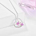 wholesale 925 Sterling Silver Pink Crystal Flamingo & Heart Pendant Necklace for Women's Gifts-0-1