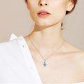 wholesale 925 Sterling Silver Blue Crystal Penguin Pendant Necklace for Women-0-1