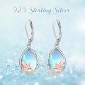 wholesale 925 Sterling Silver Teardrop Dangle Earrings with Blue Opal and Rose Gold Plated Birds Design for Women-0-5