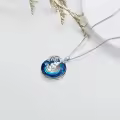 TOUPOP Sterling Silver Blue Crystal Elephant Pendant Necklace For Women-0-3