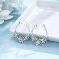 wholesale 925 Sterling Silver Daisy Flower Yellow Crystal Studs Hoop Earrings for Women Girls  3cm Diameter-0-1