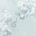 wholesale 925 Sterling Silver Moonstone Lotus Flower Leverback Earrings-0-3