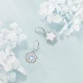 wholesale 925 Sterling Silver Moonstone Lotus Flower Leverback Earrings-0-3