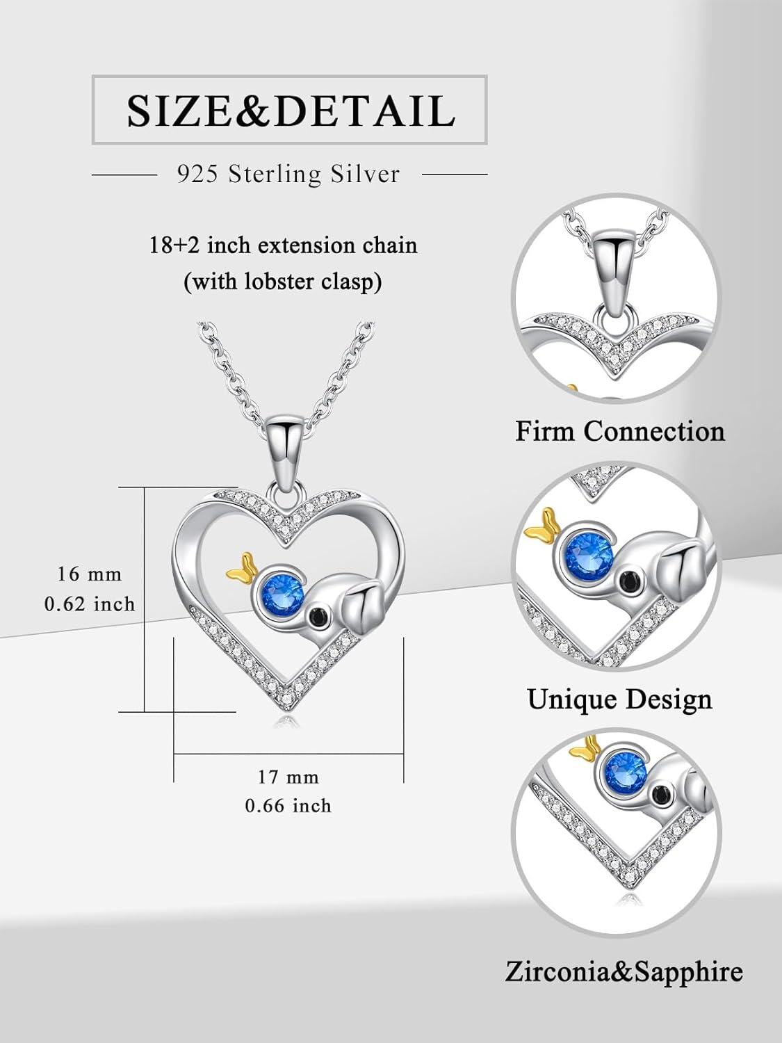 wholesale 925 Sterling Silver Heart-Shaped Pendant with Blue Crystal and Gold Butterfly Charm Necklace for Women Girls' s-0-5