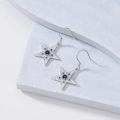 wholesale 925 Sterling Silver Blue Pink Sapphire Star Heart Dangle Earrings for Women-0-1