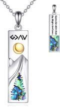wholesale 925 Sterling Silver Abalone Shell God is Greater Pendant Necklace Christian Faith Jewelry-0-0