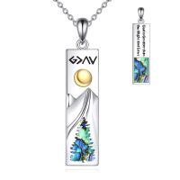 wholesale 925 Sterling Silver Gdav Pendant Mountain Pine Green Pearl Necklace-Double Side