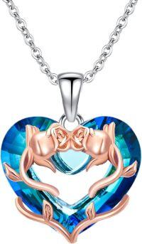 wholesale TOUPOP Gift For Her Rose Necklace For Women Heart Crystal Necklace With Rose 925 Sterling Silver Jewelry Gift For Her I Love You Gift For Her Women Sister Wife Birthday Christmas Wedding Gifts -undefined
