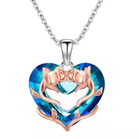 TOUPOP Sterling Silver Crystal Rose Heart Necklace Gift For Women-undefined
