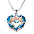 TOUPOP Sterling Silver Crystal Rose Heart Necklace Gift For Women-0-0