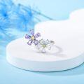 wholesale Sterling Silver Natural Amethyst Adjustable Forget Me Not Flower Ring-0-4