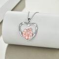 wholesale 925 Sterling Silver Heart-Shaped Pendant Necklace with Three Sisters Design and Crystals-0-9