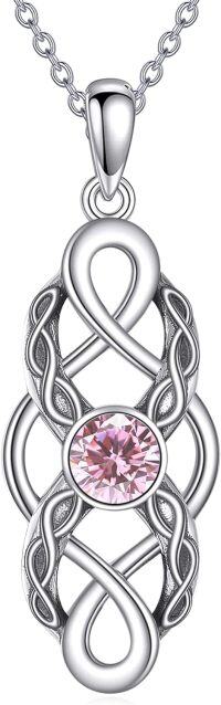 wholesale 925 Sterling Silver Celtic Knot Birthstone Pendant Necklace-October
