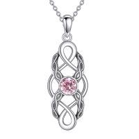 wholesale 925 Sterling Silver Celtic Knot Birthstone Pendant Necklace-October