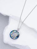 wholesale 925 Sterling Silver Blue Crystal Bamboo Panda Pendant Necklace-0-2