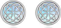 wholesale 925 Sterling Silver Round Celtic Knot Stud Earrings - Irish s for Women-moonstone