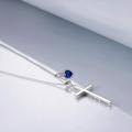 wholesale 925 Sterling Silver Cross Pendant With Blue Opal And Philippians Inscription-0-20