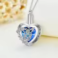TOUPOP Sterling Silver Butterfly Urn Necklace For Ashes Heart Keepsake-0-2