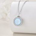 wholesale 925 Sterling Silver Opal Pendant Necklace Wholesale With Zircon Halo-0-2