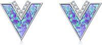 wholesale Sterling Silver Opal V Shape Stud Earrings for Women Minimalist-style 10