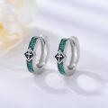 wholesale 925 Sterling Silver Turquoise Stone Ankh Symbol Hoop Earrings 14mm for Women Men Gifts-0-2