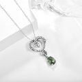 wholesale 925 Sterling Silver Green Moss Agate Snake Heart Pendant Necklace for Women-0-1