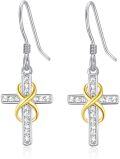 wholesale 925 Sterling Silver Infinity Knot Cross Drop Earrings for Women - Christian Faith  Ideas-0-0