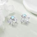 wholesale 925 Sterling Silver Frog Shape Moonstone Clip-On Cartilage Ear Cuffs for Men & Women - Vintage Style Non-Pierced Studs-0-4