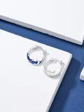 wholesale 925 Sterling Silver Blue Wave Design Hoop Earrings for Women-0-3