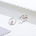 wholesale 925 Sterling Silver Mermaid and Cat Hug Hoop Earrings Gift for Her-0-2