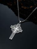 wholesale 925 Sterling Silver Celtic Cross Pendant Necklace White Gold Plated Vintage Trinity Knot-0-3