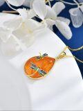 wholesale Gold-Plated 925 Sterling Silver Amber Scorpion Teardrop Pendant Necklace-0-3