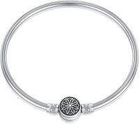 wholesale Sterling Silver & Daisy Flower Clasp Snake Chain Bracelet - 6.5/7.5/8.3in - Gift for Any Occasion-8.3 Inches