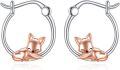 wholesale 925 Sterling Silver Rose Gold Sleeping Fox Hoop Earrings for Women Girls -0-0