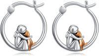wholesale 925 Sterling Silver Hypoallergenic Penguin and Seal Huggie Hoop Earrings for Sensitive Ears-Dog and Girl(Rose Gold)