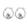 wholesale 925 Sterling Silver Girl With Dog Hoop Earrings-0-0