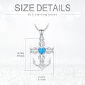 wholesale 925 Sterling Silver Celtic Cross with Blue Opal Heart and Anchor Design Pendant Necklace for Women - Nautical Ocean s-0-4