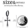 wholesale 925 Sterling Silver & Black Gold Plated Cross Huggie Hoop Earrings for Men/Women-0-3