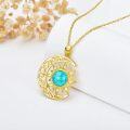wholesale 18K Gold Plated Natural Gemstone Crescent Necklace for Women Moon Sun Pendant Gift for Her-0-24