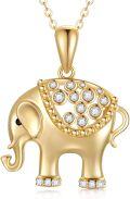 wholesale 14K Gold Crystal Elephant Pendant Necklace for Women - 18 Inches Chain Length-0-0