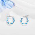 wholesale 925 Sterling Silver Blue Opal Twist Hoop Earrings - Chakra Healing s for Women & Girls-0-2