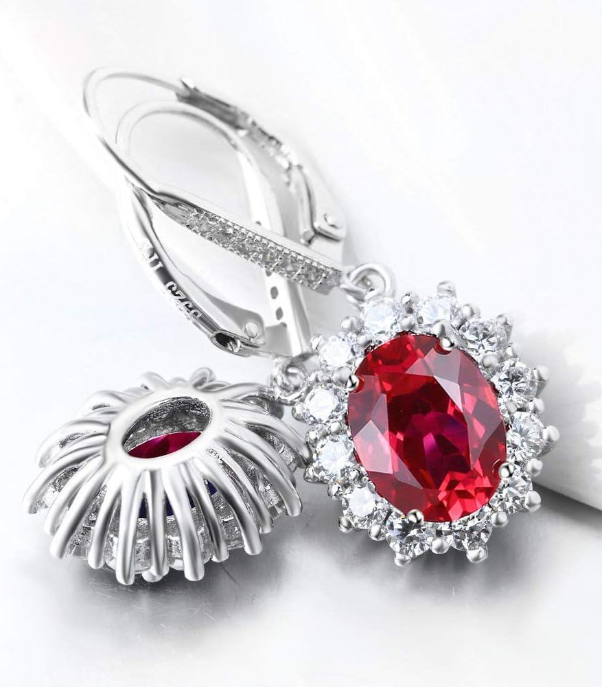 wholesale 925 Sterling Silver Oval Cut Birthstone Dangle Leverback Earrings for Women Mom-0-3