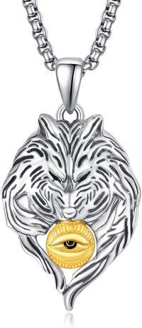 wholesale 925 Sterling Silver Tiger Head Gold Eye Pendant Necklace Animal s for Men-B